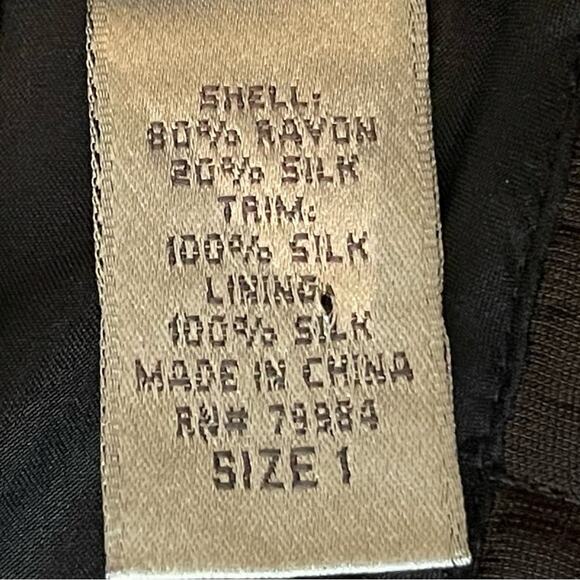 Chico’s Brown W Black Silk Trim Neutral Minimalist Jacket NWOT Size 8 - Picture 11 of 14